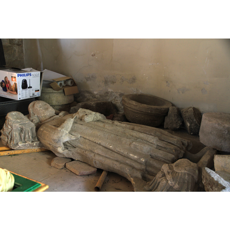 a number of objects, including a possible holy-water stoup basin