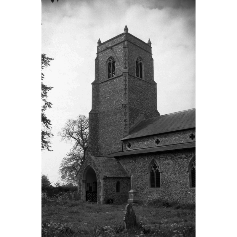 Photo caption: "Tower parapet dated 1672"
