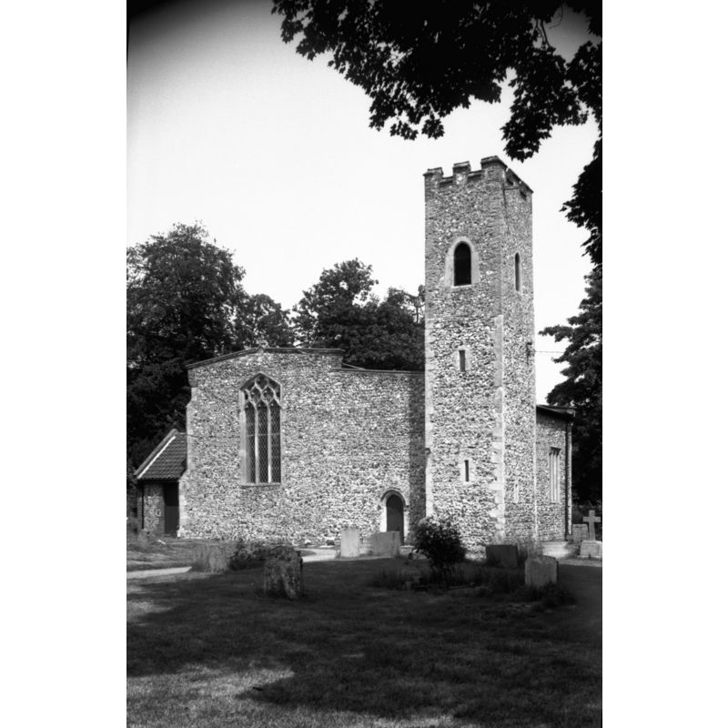 Photo caption: "The tower fell in 1804 when the present one was built. It stands at the south-west angle and measures only 8 feet 3 inches by 9 feet