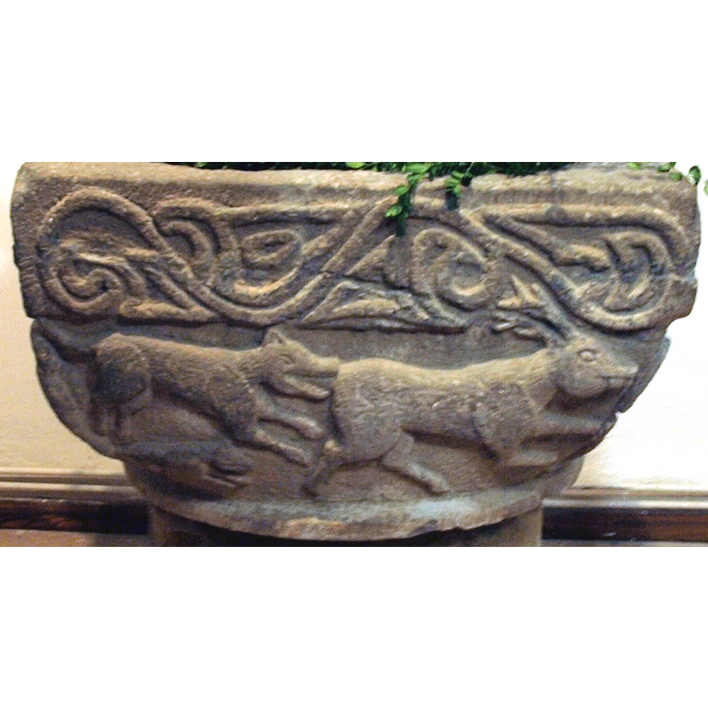 east side of the basin -- stylised; interlacing pattern