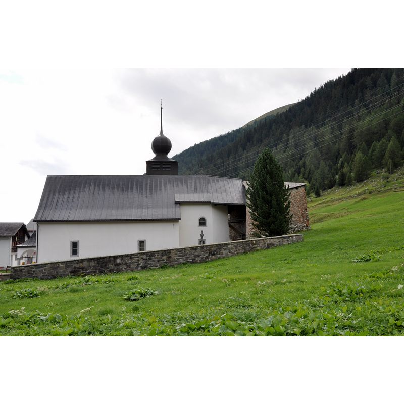 the stone structure on the [right] east side is the 'Lawinenschutzkeil' [anti-avalanche dike]