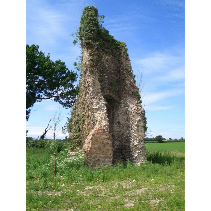 Photo caption: "Ruins of St Peter's, Stanninghall. As it looked after partial removal of the ivy in June 2008"