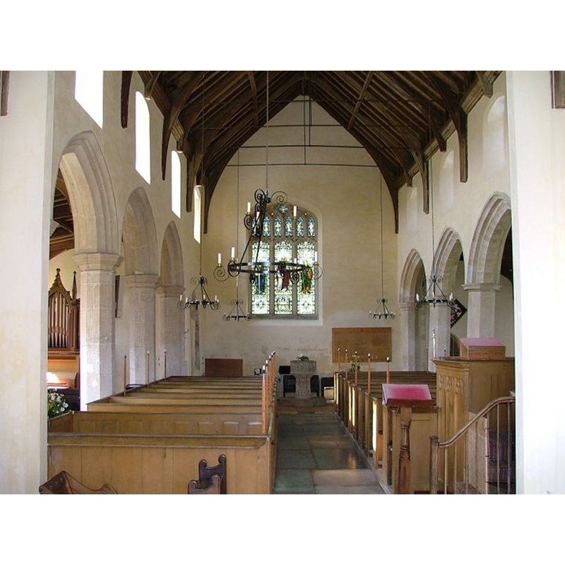 the font at the far end of the nave