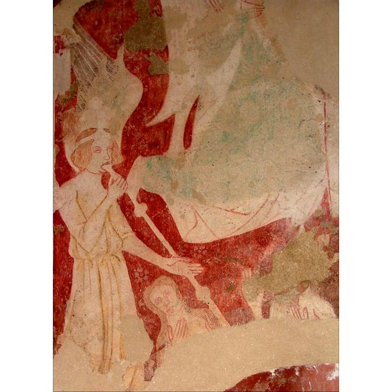 part of the 14th-century paintings inside