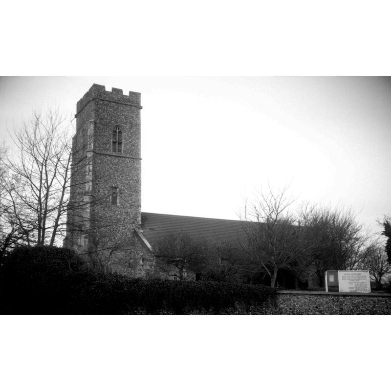 Photo caption: "Early 13c nave with south aisle added about 1300"