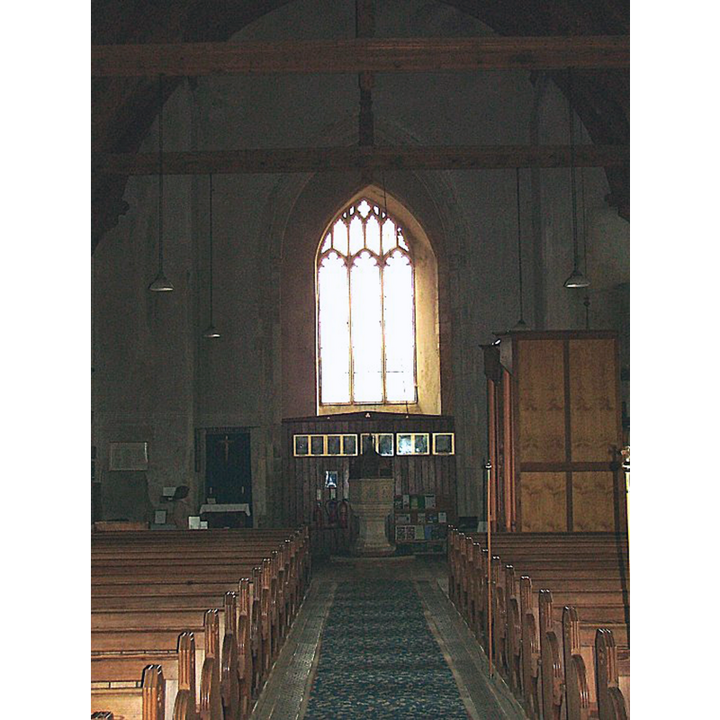 the modern font and cover visible at the far [west] end