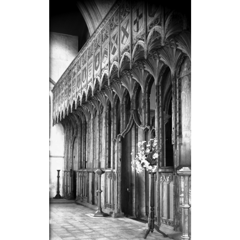 Photo caption: "Groined screen and rood loft early 16c"
