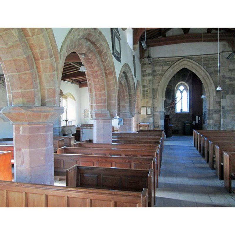 the font is partially visible in the south aisle, west end, by the south doorway