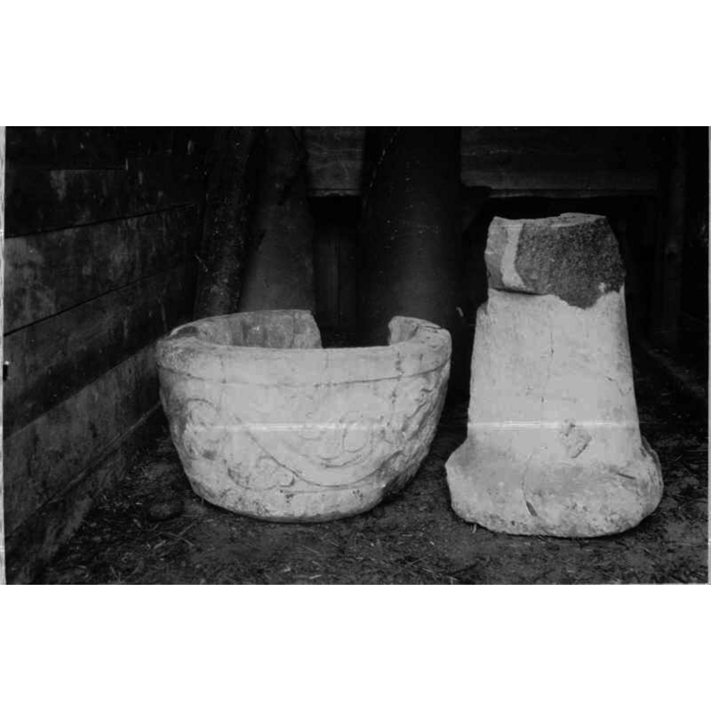 state of the font after the 1921 fire and before the 1926 restoration