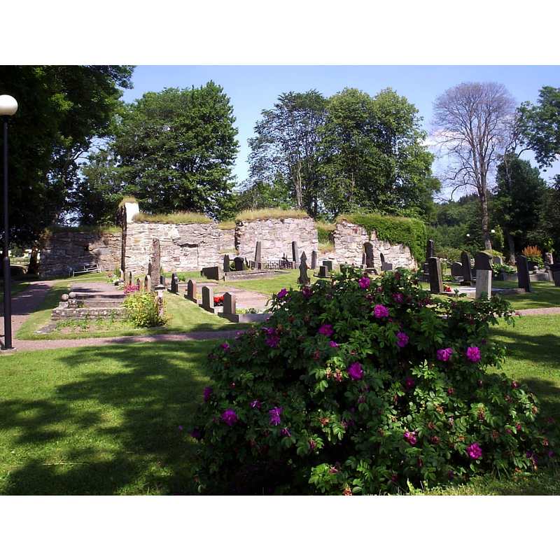 the ruins of the old church behind the churchyard