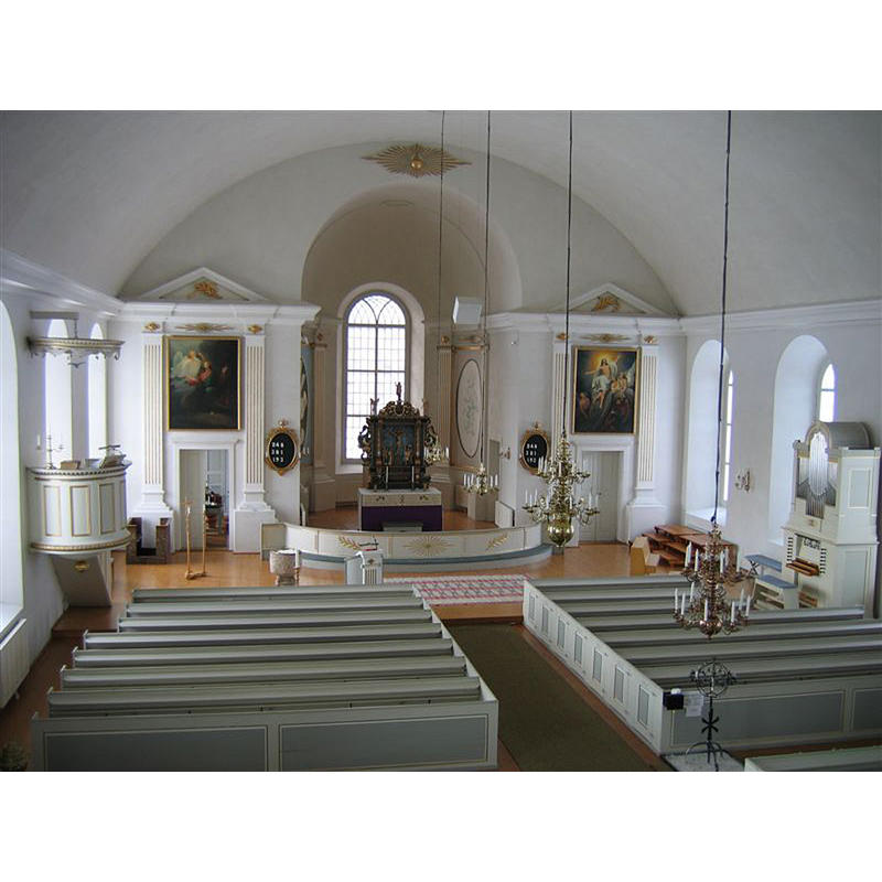 the font can be seen in the left [north] side of the chancel of the modern church