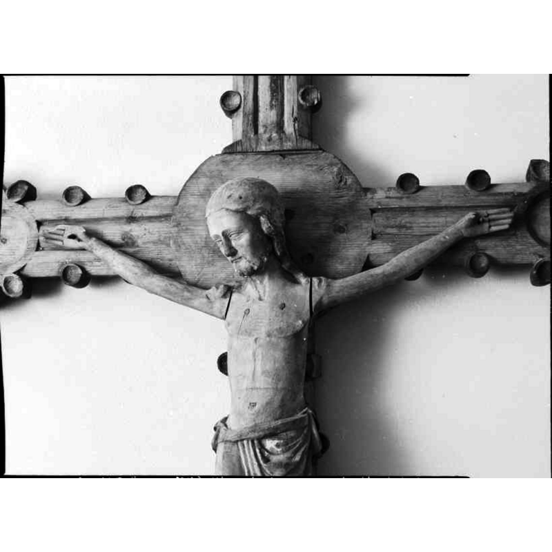 medieval wooden crucifix -- after restoration - detail