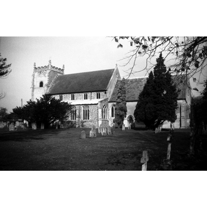 Photo caption: "Tower built 1713, and porch"