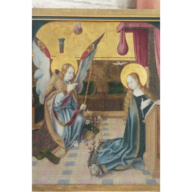 left panel of the triptych: the Anunciation -- 1480s