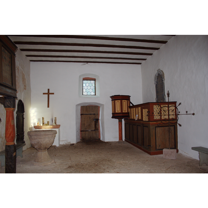 the font on the left [south] side of the cemetery chapel