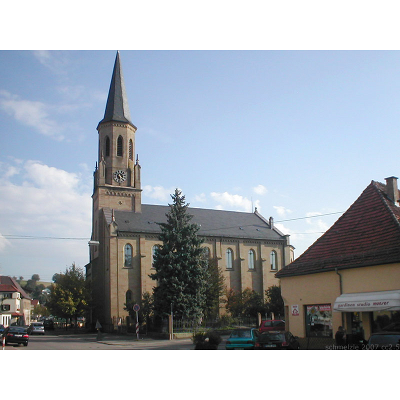the new mid-19th century church [NB: the new church is oriented north-south]
