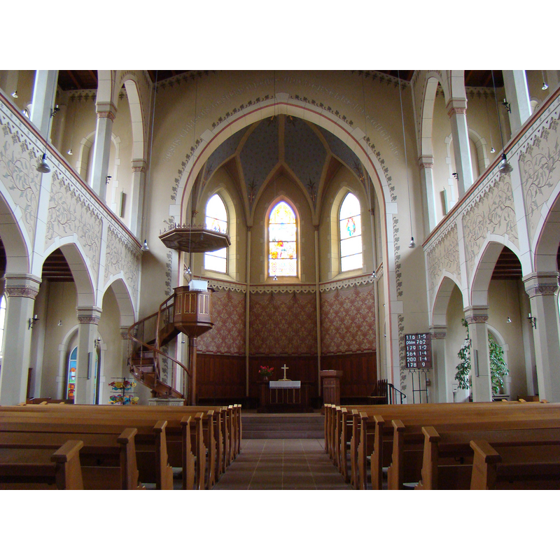 the new mid-19th century church[NB: the new church is oriented north-south]