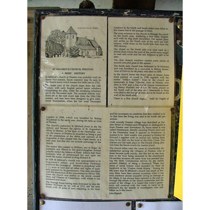 brief history of the church posted locally [cf. FontNotes]