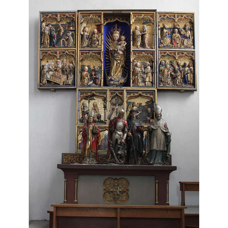 late-15thC retable with the life of Mary