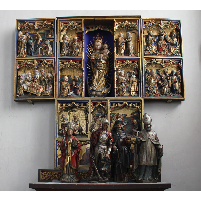 late-15thC retable with the life of Mary