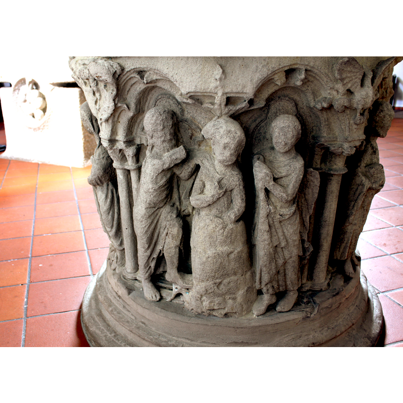 [NB: orientation is approximate] -- showing the Baptism of Christ scene in two arches
