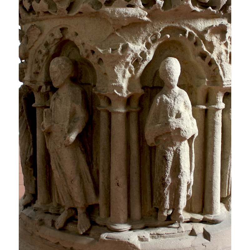 in the left arche here; naked feet; a prophet?