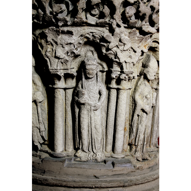 the tips of the crown still discernible, despite the erosion -- is it Ecclesia?