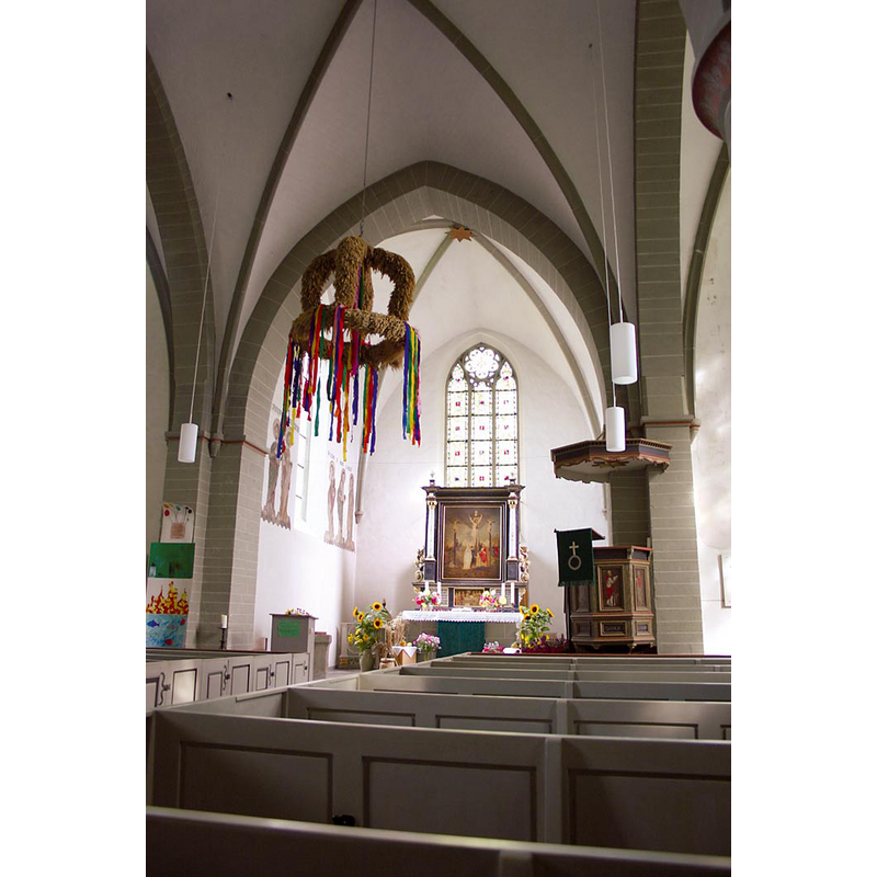 the font is partially visible in the presbitery, left [north] side, behind the lectern