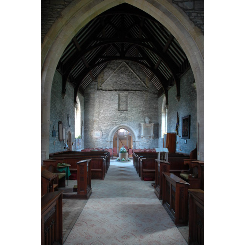 the font at the west end of the nave