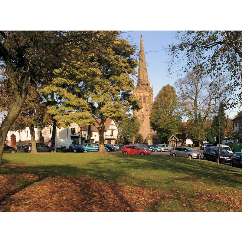Source caption "[...] showing Kings Norton Green and St Nicolas Church [...]"