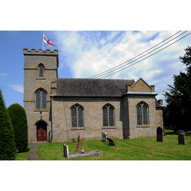Source caption: "Rushock church is dedicated to St Michael. This Grade II listed building dates from 1756-8 and was restored in 1872"