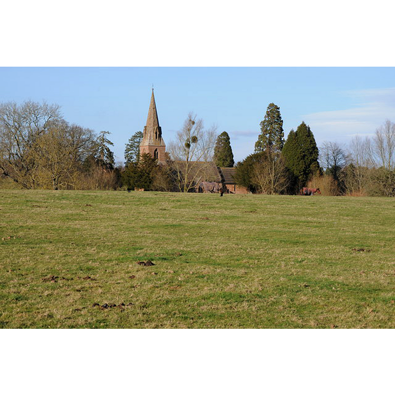 Source caption: "Wichenford church viewed from near Wichenford Court."
