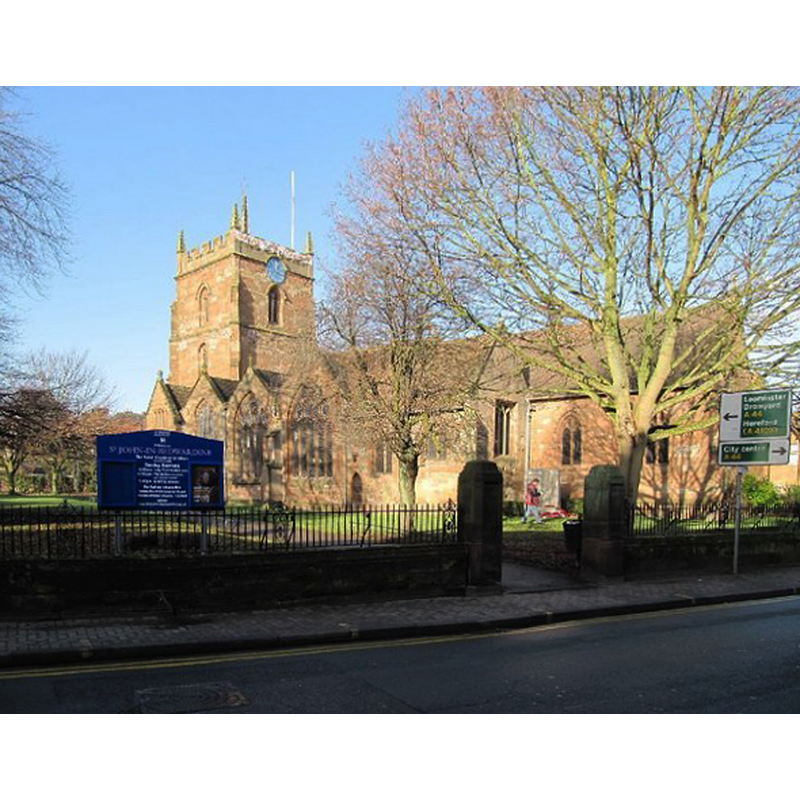 Source caption: "View of St John in Bedwardine from the A4103 Bransford Road"
