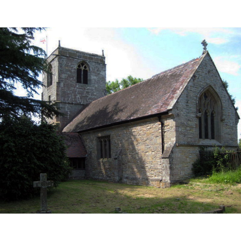 Source caption: "Naunton Beauchamp church is dedicated to St Bartholomew, the tower dates from the 14th century, however, the nave and chancel were restored by Hopkins in 1897."