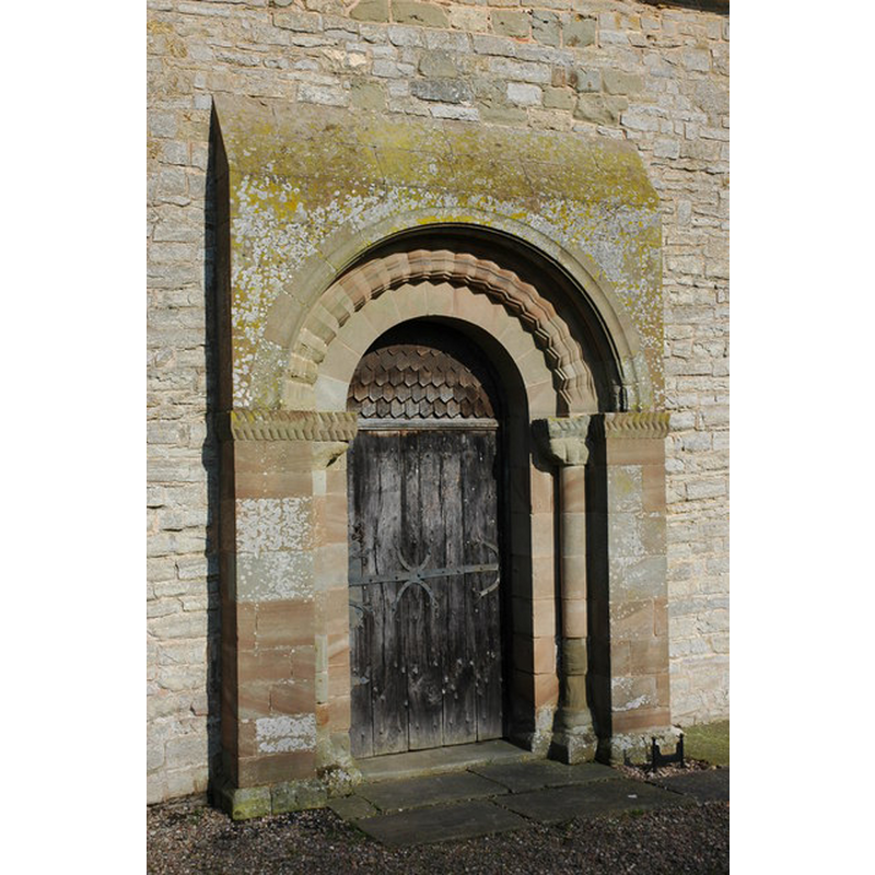 Source caption: "The south doorway in Pirton church is originally 12th century but has been restored."