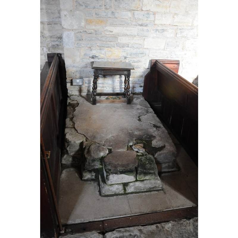 Source caption: "Stonework from the base of the original tower of Pirton church, which situated in the middle of the church."