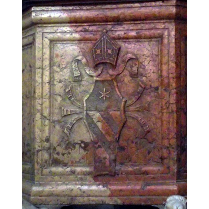 on the front panel of the octagonal basin