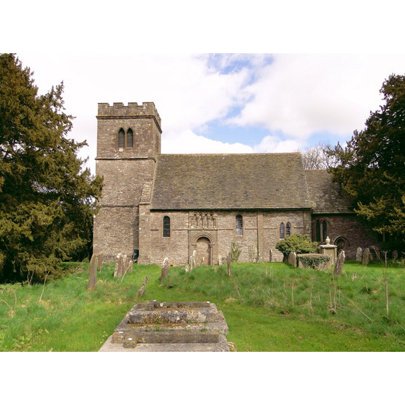 Source caption: "Externally an important Norman nave with a 13th century chancel and a later tower."]