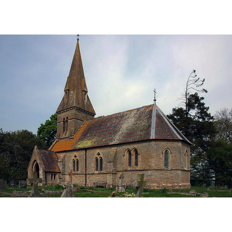 Source caption: "The new Edvin Loach church is dedicated to St Mary and replaced an early Saxon church, the ruins of which are immediately to the east of the present church. This new church dates from around 1860 and was designed by Sir George Gilbert Scott."