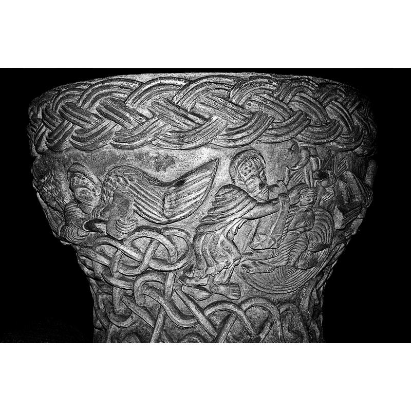 Matthew's angel on the left; Baptism of Christ on the right