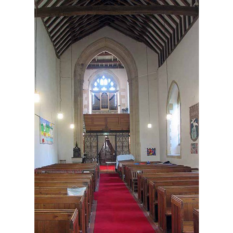 the font and cover are visible at the back [west] end, left [south] side