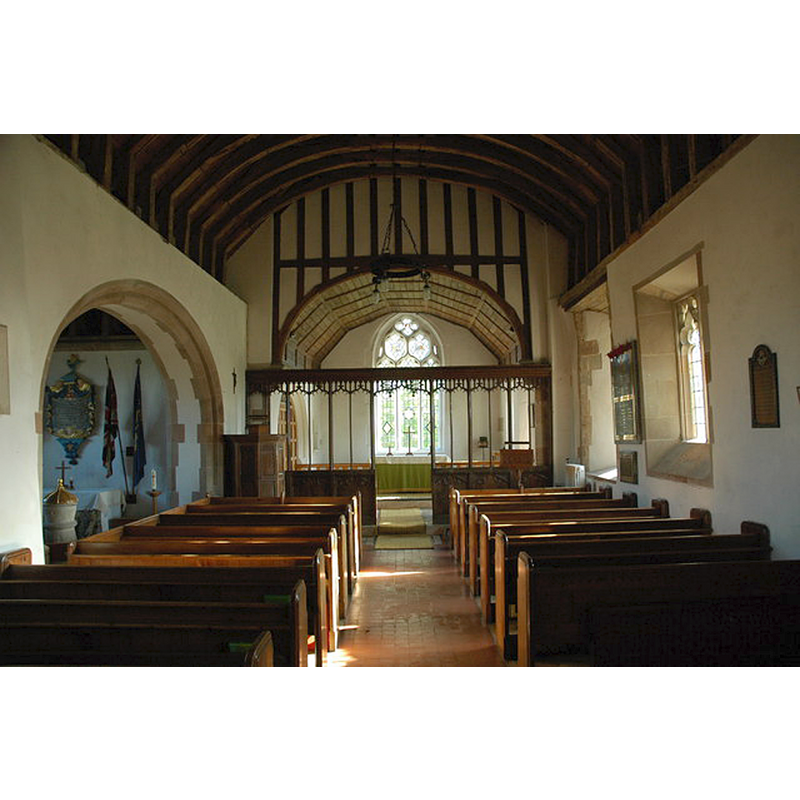 the font originally from Lulsley is visible in the chapel [north transept?] on the left