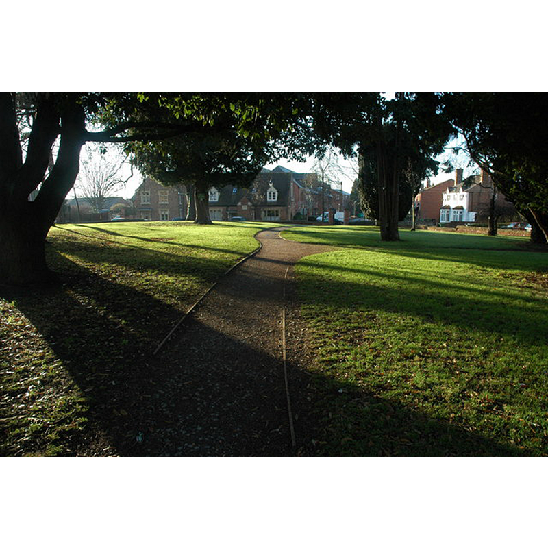 Source caption: "This green on Church Street in Bengeworth is the site of the old church of St Peter in Bengeworth, it was demolished in 1870. All that remains is the west porch."