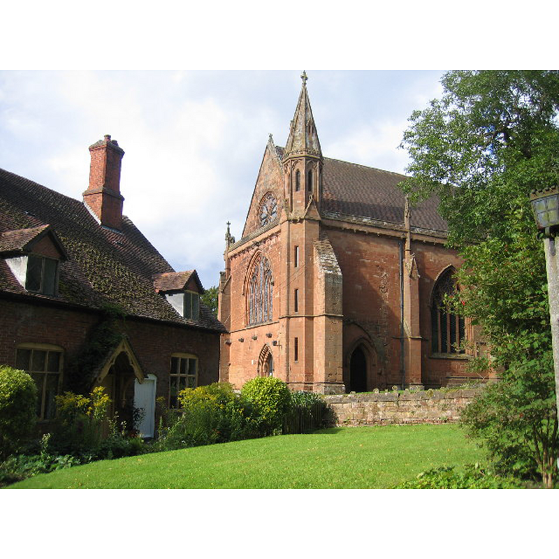 Source caption:  "This church lies within the foundation of Lady Katherine Leveson and has an history going back to the Knights Templar. On the left is the Old Hall of the Knights Templar."