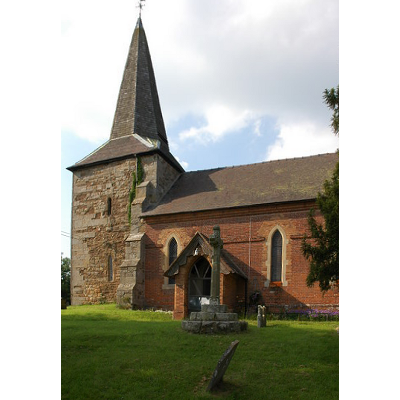 Source caption: "St Peter's church, Coreley, viewed from the south."