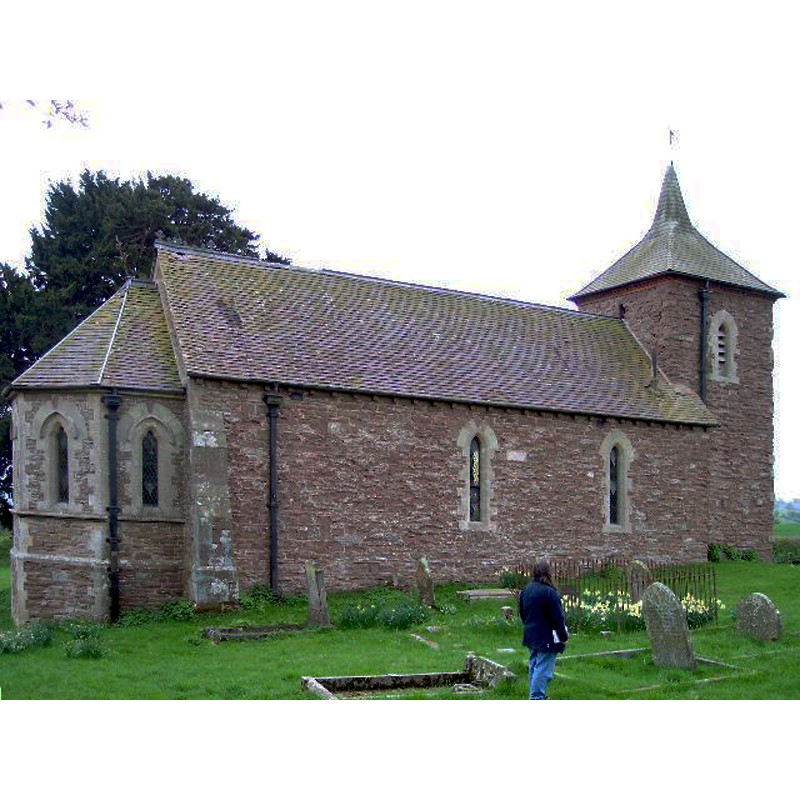 Source caption: "Disused church, locked up and even the porch blocked by tin sheeting. No road access."
