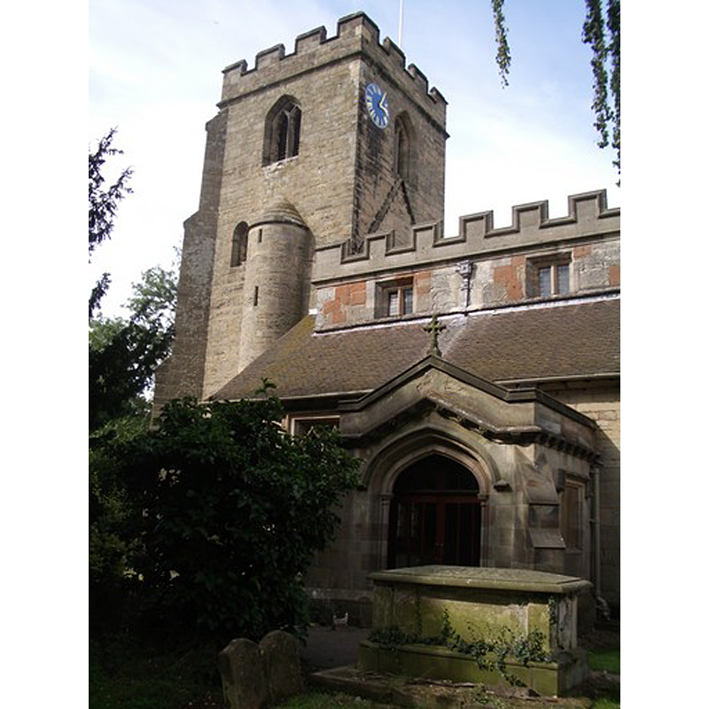 Source caption: "Hampton in Arden church. Situated on the corner of Solihull Road and High Street, the church was built in C12th and added to over the centuries."