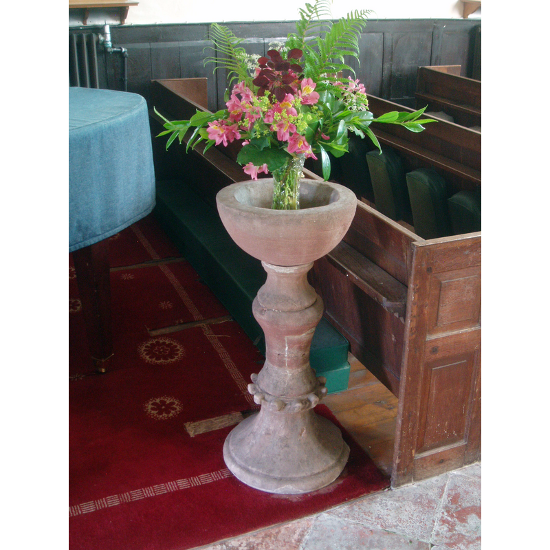 the Georgian font inside Maxtoke St. Michael's church