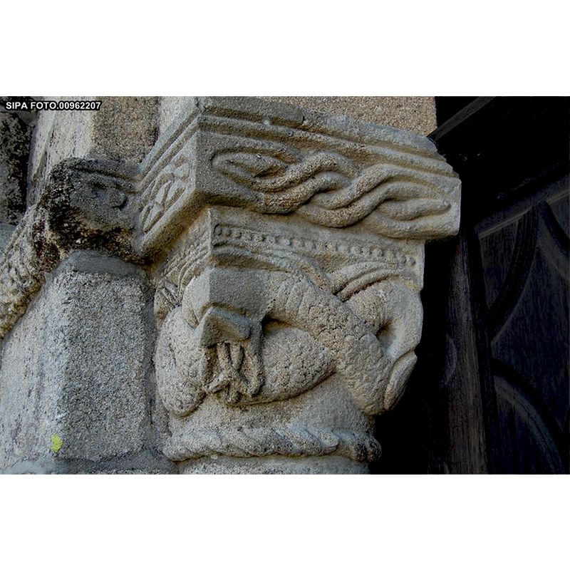 on the north side of the west portal [NB: this was originally the chancel arch]