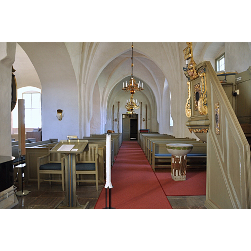 the baptismal font in the context of the church interior